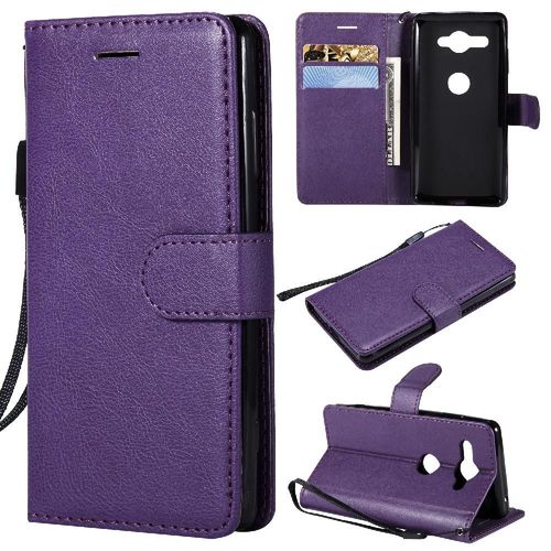 Flip Étui Pour Sony Xperia Xz2 Compact Cuir De Haute Qualité Couleur Solide Classique Étui De Téléphone Portefeuille D'affaires Avec Fente Pour Carte - Violet