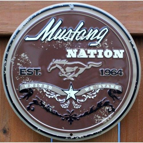 Plaque Ford Mustang Marron Est 1964 Tole Deco Garage Loft