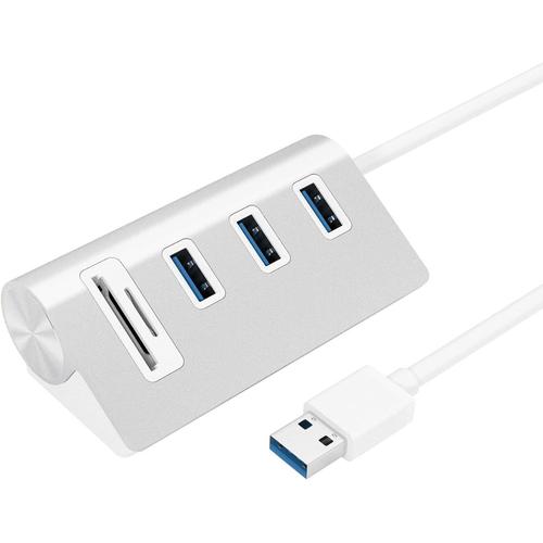 Hub USB 3.0 à 3 Ports Alimentation par USB avec SD/Micro SD Lecteur de Carte Combo pour iMac, MacBook, MacBook Air, MacBook Pro, Mac Mini, PC et Ordinateurs Portables