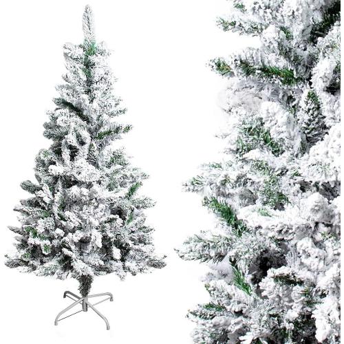 Sapin Noël Arbre Artificiel avec Neige Blanche épaisse Sapin Vert Matière PVC Hauteur 120cm 250 Branches Support en Métal pour Décor de Jardin Maison