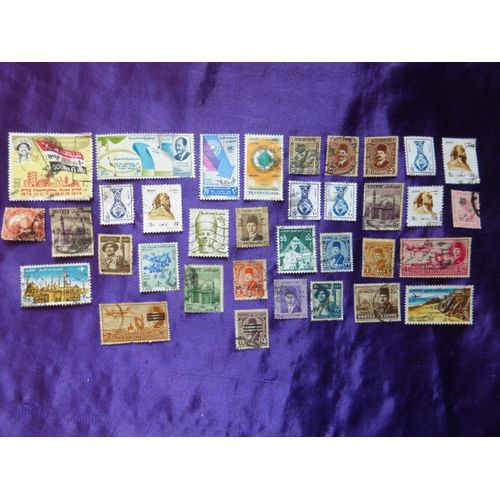 Timbres Egypte - 35 Timbres Anciens, Années 1960, 1970, 1980, 19890 Avec Divers Thèmes, Histoire, Aviation...