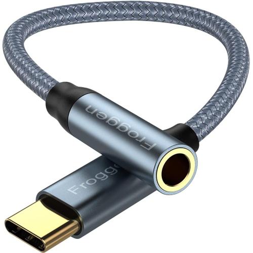 Adaptateur USB-C vers jack casque, connecteur pour casque type C à 3,5 mm, prise femelle câble compatible avec iPad Pro/iPad/Pixel/Samsung Galaxy/One Plus/autres Android Gris