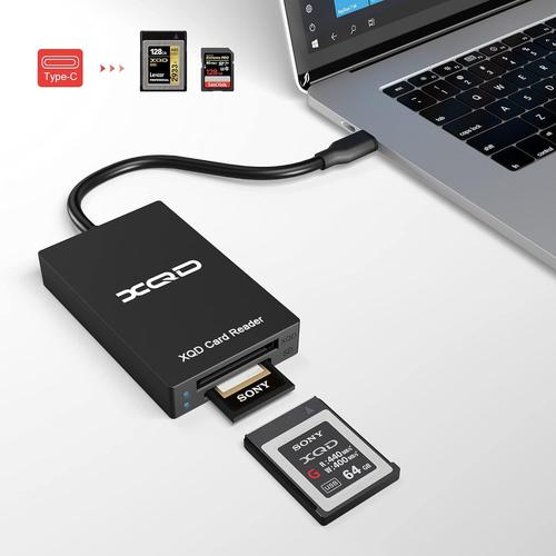 Xqd Lecteur De Carte Mémoire Double Type C Xqd/Sd 5 Gpbs Super Speed Compatible Avec Sony G/M Series, Lexar 2933x/1400x Usb Mark Xqd, Carte Sd/Sdhc Pour Windows/Mac Os Cr312-C-F