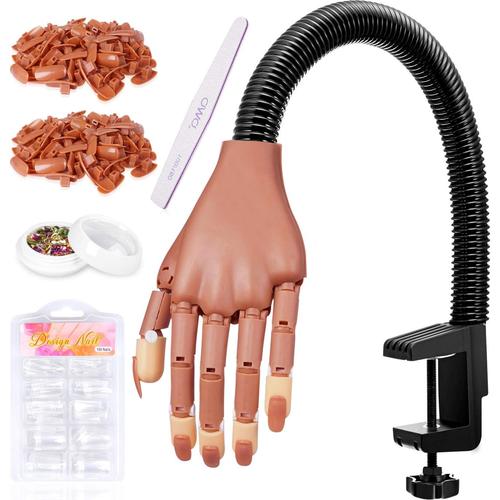 Main D'entrainement Ongles, Doigts D'entrainement Manucure Professionnel Flexible Et Ajustable, Avec 300 Faux Ongles, Modèle Ongle Fausse Main Pour Manucure/Diy/Nail Art Studios/À La Maison 