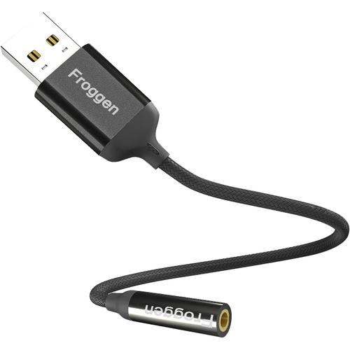 Adaptateur USB Audio vers Jack 3,5mm, Prise Jack USB Casque et Microphone, Carte Son stéréo Externe, TRRS 4 pôles Prise en Charge USB vers Casque pour PS4, Ordinateur Portable, PC(20cm)