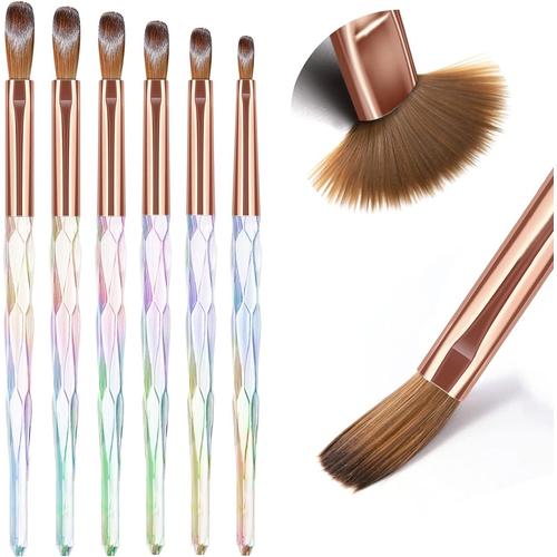 Pinceau Nail Art Ongles Kit, 6pcs Pinceau Acrylique Ongle, Brosse a Ongle Professional pour Acrylique Extension, Sculpture en Acrylique et Nail Art Ongles (Taille 4#/6#/8#/10#/12#/14#/16#)