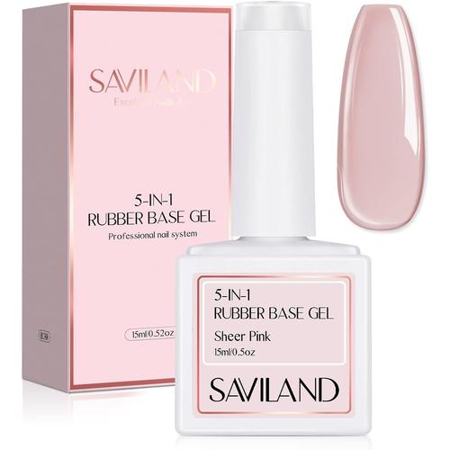 Vernis Gel Semi-Permanent 5 En 1, 15ml Vernis A Ongle Naturel Rose Transparent, Base Rubber Gel Pas Besoin De Base Coat, Nail Polish Soak Off U V Led Pour Renforcer Et Réparation Des Ongles 