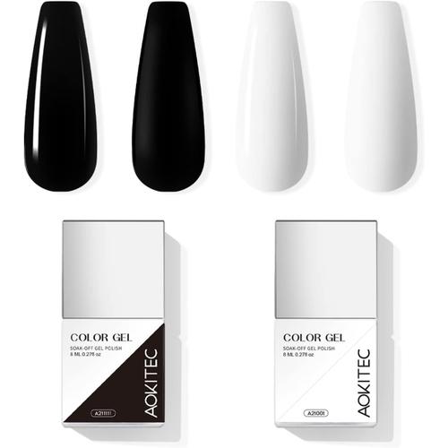 Kit De Vernis À Ongles Gel 2 * 8ml Vernis Gel Semi Permanent Kit De Vernis Ongles Kit De Vernis À Ongles Gel Manucure Diy Maison Cadeau Pour Femmes Noël(Blanc Et Noir)