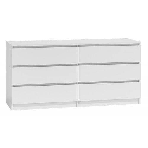 Commode Moderne Avec 6 Tiroirs 140 Cm Malwa M6 - Blanc