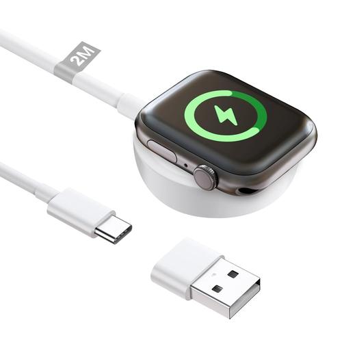 Compatible Avec Chargeur Apple Watch, Chargeur Montre Apple Watch 2m Câble Apple Watch Usb C Chargeur Iwatch Apple Chargeur Rapide Pour Apple Watch Series 9 8 7 6 5 4 3 2 Se Ultra 38/40/42/44/45mm