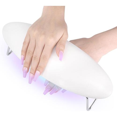 Coussin Manucure Repose Main 2 En 1,Repose Main Manucure Avec Lampe Intégrée,Lampe Uv Led Pour Ongles Pour Le Séchage Du Vernis À Ongles (White-Fr01) 