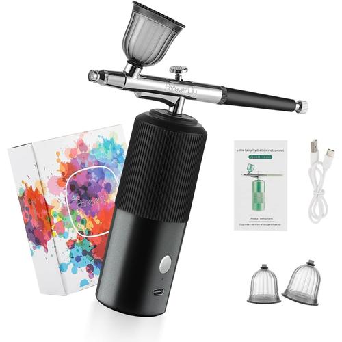 Aerographe,Aerographe Kit Complet¿sans Fil Aérographe Airbrush Ongle¿Compresseur Aerographe Modelisme ¿Airbrush Nail Art, Décoration De Gâteau,Peinture, Tatouage,Rechargeable,Portable,Mini