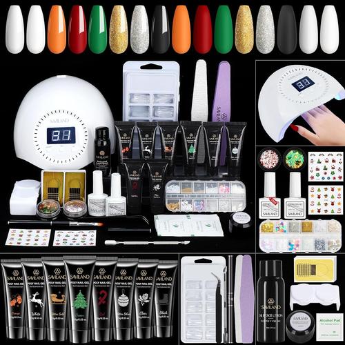 Kit Ongle Gel U V Complet, Gel Acrylic Ongle Pour Noel, Polygel Ongle Avec 96w Pussiante Lampe A Ongle, Capsule, Slip Solution, Base/Top Coat, Outiles Et Accessoires Complet Pour Nail Art 