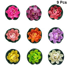 9 Pièces 11cm Simulation Flottant Nénuphar En Plastique Lotus Fleur Étang Aquarium Décor Ornements Simulation Coeur De Lotus