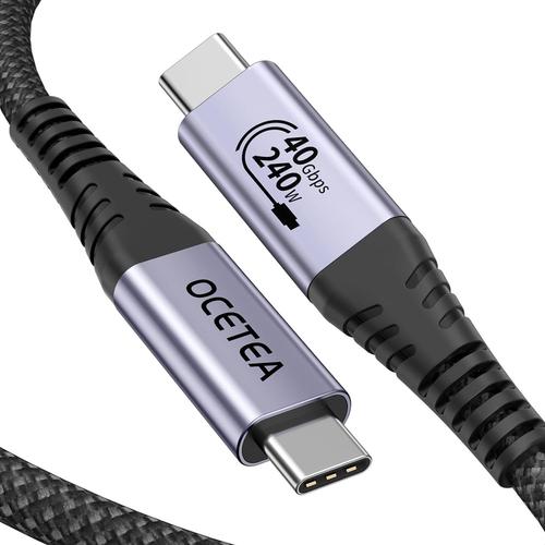 Câble USB 4 [Certifié USB-IF], 240W Cable USB C 40Gbps 8K@60Hz, Compatible Thunderbolt 4/3, USB-C vers USB-C pour MacBook, Mac Pro/Studio/Mini, iMac, eGPU, Docking, SSD(1M)