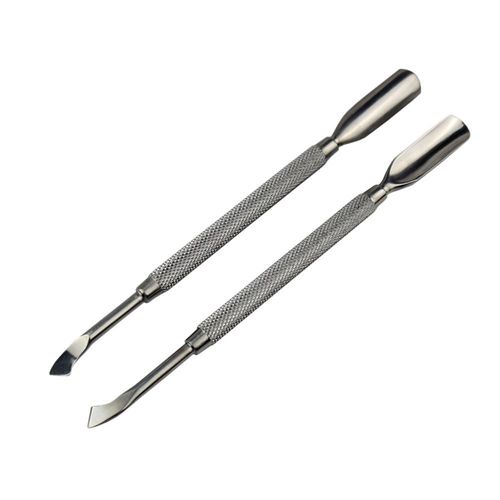 2 Pièces En Acier Inoxydable Nail Art Double Face Cuticule Doigt Mort Peau Dissolvant Poussoir Manucure Pédicure Soins Des Ongles Outils 