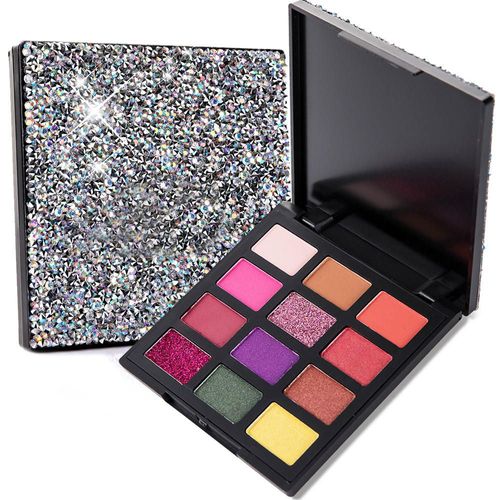 Palette De Fard À Paupières 12 Couleurs Diamant Fard À Paupières Paillettes Ombre À Paupières Mat Poudre Scintillante Palette De Maquillage Pigmenté 