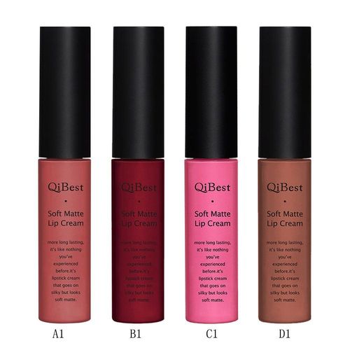 Qibest34 Couleur Mat Tasse Ne Se Décolore Pas Brillant À Lèvres Mat Durable Liquide Rouge À Lèvres 