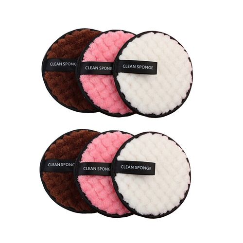 6 Pièces/Ensemble Dissolvant Bouffée Doux Double Face Maquillage Éponge Réutilisable Lavable Visage Tampons De Nettoyage Maquillage Démaquillant Outil Cosmétique 