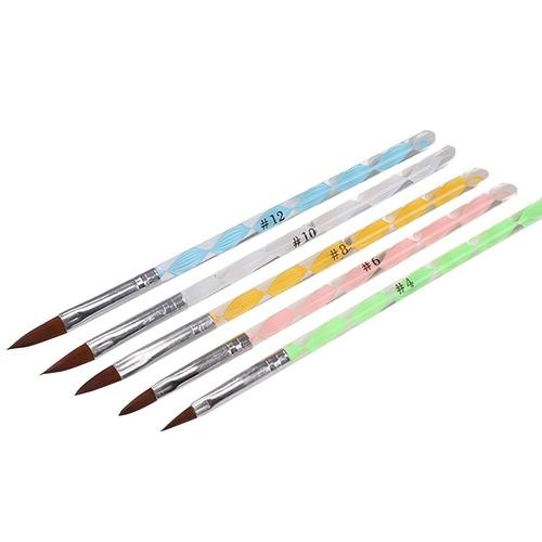 5 Pièce/Ensemble Nylon Laine Nail Art Sculpture Stylo Acrylique Poignée Pour Graver Sculpture Artisanat Polonais 5 Couleur Manucure Outils 