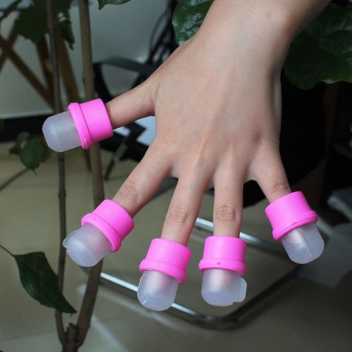 10 Pièces Portable Ongle Soaker Acrylique Rose Silicone Gel Vernis Dissolvant Tremper Outil Ongles Bouchons Outil 
