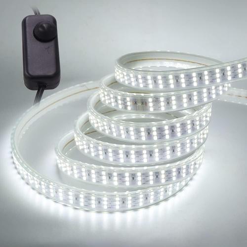 220v Ruban Led Dimmable, 1m Blanc Froid 6000k 276leds 2849,Lumineux Bandeau Led,Bande Led Imperméable Avec Variateur, Dc Connecteurs,Eclairage Intérieur Pour Meuble,Escalier,Chambre, Cuisine