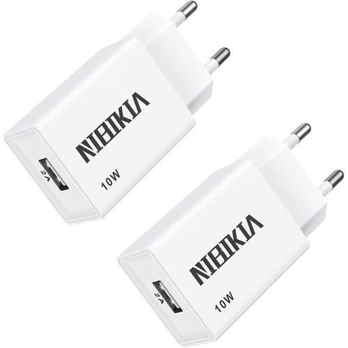 Chargeur Prise Usb Secteur, 2pack 5v/2a Adaptateur Secteur Universel Replacement For Phone X/8/7/6/5, Samsung Galaxy S9/S8/ Note 10/9/8/ A3/A5/, Sony, Htc, Lg