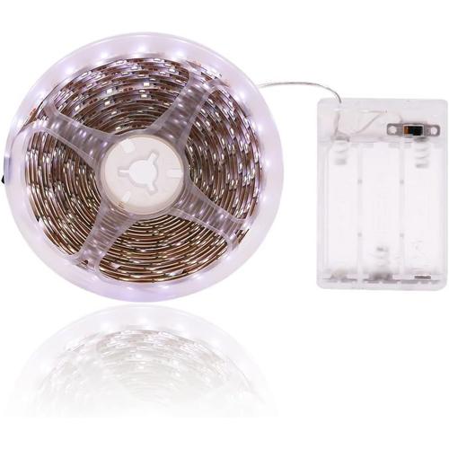 5v Ruban Led Blanc Chaud, 6000k 60leds 2835, Lumineuse Bande Led Autocollant,5m Rubans À Led Avec Batterie Box,Eclairage Intérieur Pour Meuble, Escalier, Chambre, Cuisine (1m)