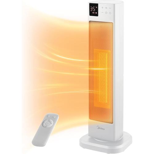 Radiateur Soufflant Économique Et Silencieux Avec Télécommande, Ptc 2000w Radiateur En Céramique Avec Thermostat, Minuterie 24h, Mode Eco, Pour Les Grandes Pièces, Oscillation De 75°, 58cm