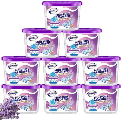 Violet Violet Violet Lot De 9 Déshumidificateurs Portables Pour Placard, Éliminateur D'odeurs, Absorbeur D'humidité Non Parfumé, Déshumidificateur D'air Pour Placard, Salle De Bain(500 Ml) (Lavande)