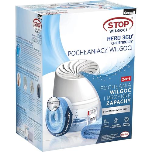 Ceresit Stop Wilgoci Aero 360° Léger Absorbeur d'humidité compact pour votre salle de bain élégant Déshumidificateur efficace pour salle de bain 1 appareil