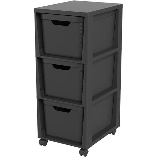 Noir Jive Tower black Caisson roulant avec 3 tiroirs, 3 x 16l (37.9 x 30.4 x 32.9 cm)