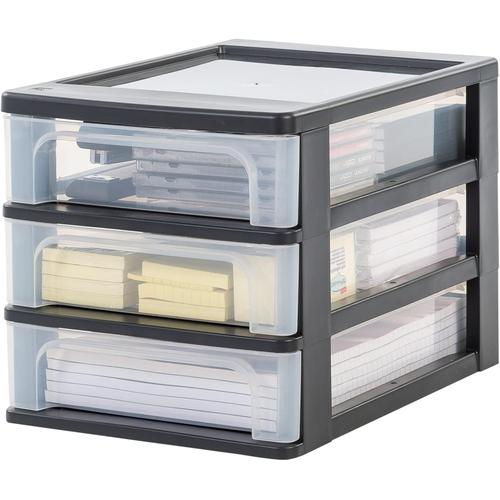 Noir , Tour, Commode, Organisateur De Rangement Plastique Avec Poignées Ergonomiques, 4l, 3 Tiroirs, Sans Bpa,Bureau, Chambre, Salon,Bureau, Och-2030, Noir