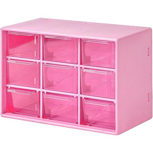 Rouge Mini Tiroirs De Rangement, Petits Bacs D'Organisation à 9 Tiroirs Boîte En Plastique Transparent Empilable pour Bureau Bureau Chambre Cuisine Maquillage Bijoux Pièces Gadgets Plateaux