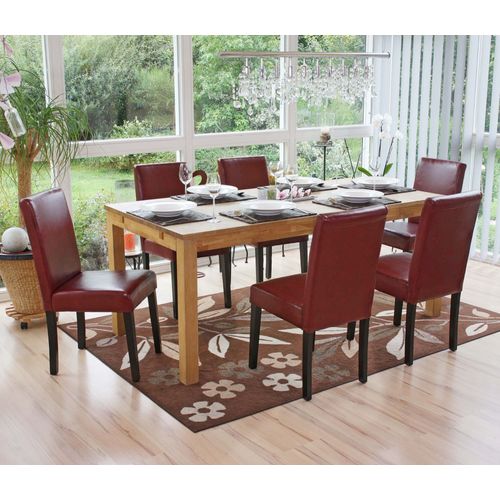 Lot De 6 Chaises De Séjour Littau   Simili-Cuir, Brun Rouge, Pieds Foncés