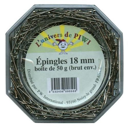 Boite De 50grs Épingles 18mm En Acier P.W.I. 609050 Pour Polystyrène Lot De 2