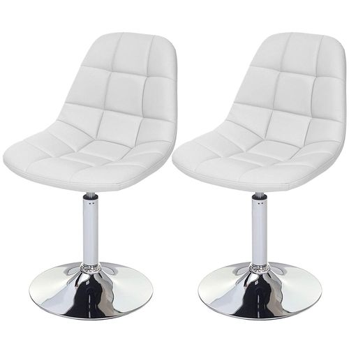 2x Chaises De Salle À Manger En Synthétique Blanc Pied Chromé Pivotant Cds04425