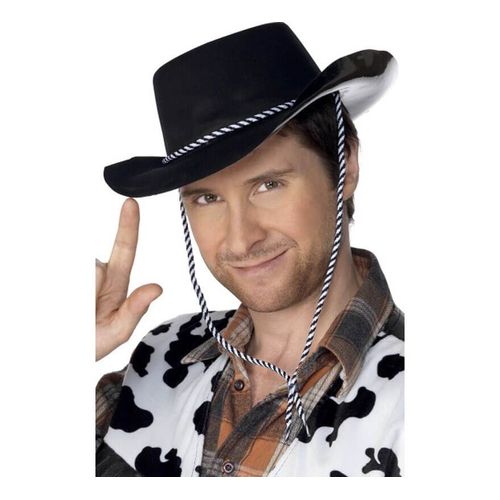 Chapeau Country Ou Cowboy Noir Pour Homme (Taille Unique)