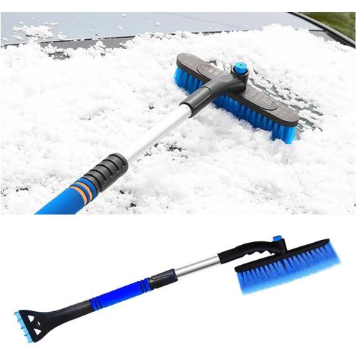 Brosse Neige Et Grattoir Glace, Balais à Neige, Grattoir à Neige avec Tête De Brosse Pivotante à 360°, Déglaçant Neige Extensible, Brosse à Neige pour Pare-Brise Camion Truck Véhicule