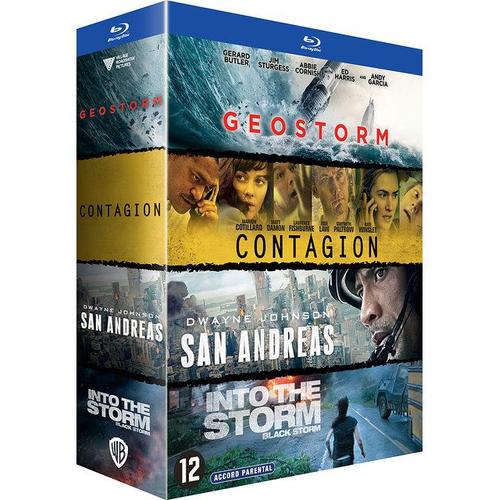 Coffret 4 Films : Contagion + Geostorm + San Andreas + Into The Storm - Pack - Blu-Ray