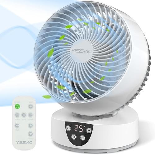 Blanc Ventilateur Silencieux avec Télécommande Ventilateur à Circulation d'Air 3D Oscillation 3 Vitesses Minuterie 9H pour Chambre 30m2