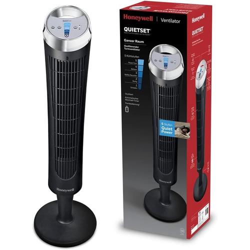 Noirargent Ventilateur colonne QuietSet (5 vitesses, oscillation à 75 °, fonction minuterie, télécommande) HY254