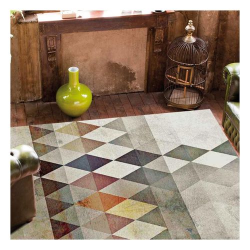 Tapis Salon 140x200 Tissé Beige Rectangle Motif Géométrique Lyn8 Belo 19