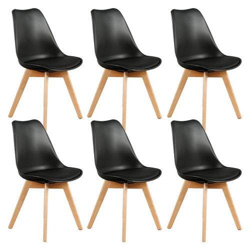 Medaline - Lot De 6 Chaises Scandinaves Noires