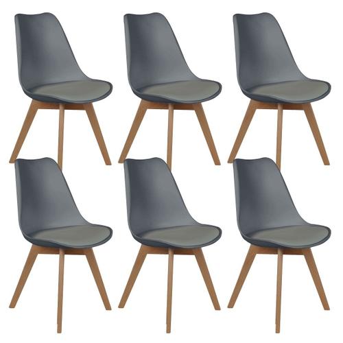 Medaline - Lot De 6 Chaises Scandinaves Grises