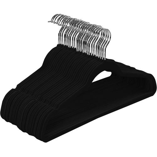 Noir +30club Cintres En Velours - Lot De 30, Antidérapants, Barre Pour Pantalons, Crochet Pivotant À 360°, Gain De Place - Ceintres Pour Adultes - Résistants Et Élégants (Noir, 30 Pièces)