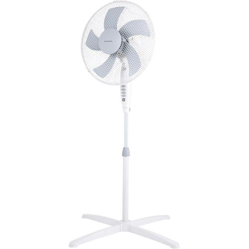 Blanc - Ventilateur sur pied de 16 avec 3 vitesses et hauteur réglable - FAN-G165X - Base en forme de lame de 62 cm de diamètre et 3 pales semi-transparentes - 50 W - Blanc