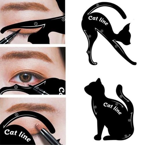 2 Pièces/Ensemble Beauté Sourcil Moule Chat Oeil Maquillage Outil Eyeliner Pochoir Maquillage Sourcil Modèles Timbre Modèle Carte Pour Femmes Fille 