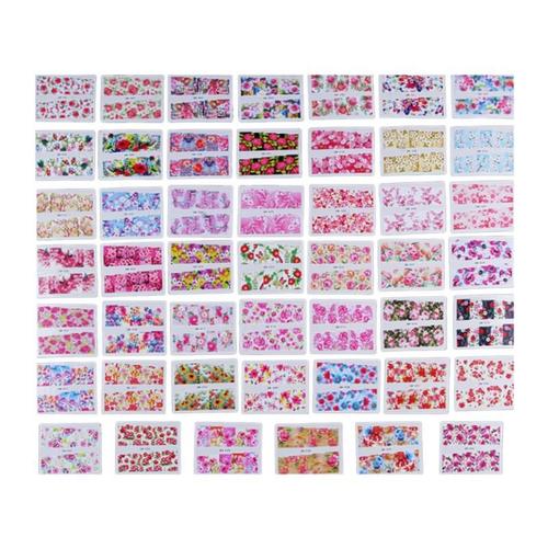 48 Pièces Mélanger Coloré Pleine Fleur D'ongle Nail Art Transfert D'eau Autocollant Ongles Ensembles Pour Gel Vernis Manucure Décalcomanies 