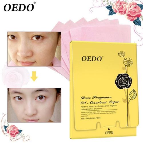 90 Pièces/Boîte Rose Parfum Huile Papier Absorbant Soins Du Visage Feuilles Absorbantes D'huile Soins De La Peau Contrôle De L'huile Blanchiment Maquillage Soins De La Peau 